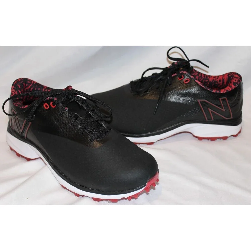 Men's New Balance Fresh Foam X Defender SL Spikeless Golf Shoes Black Red Sz 9.5